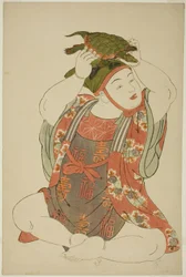 Boy as Jurojin, from an untitled series of children as the Seven Gods of Good Fortune