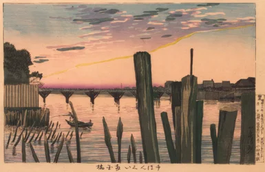 Breakwater Piles and Ryogoku Bridge