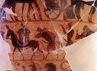 The return of Hephaistos in Olympus - detail of the panse, front B lower register - 
