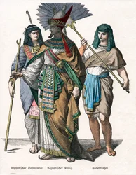 Egyptian King and Male Attendants, Mid 19th Century