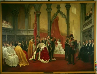 The coronation of Oscar II in Trondheim Cathedral on 18th July