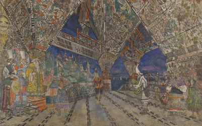Stage design for the opera The Golden Cockerel by N. Rimsky-Korsakov