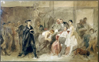Behind the Curtain in the Serf Theatre - Work by Konstantin Alexandrovich Trutovsky (Watercolour on Paper)