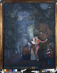 Harlequin and a Lady