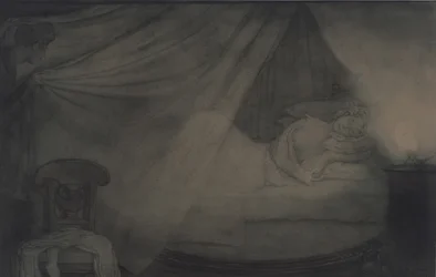 In the bedroom. Illustration for the poem Count Nulin by A. Pushkin