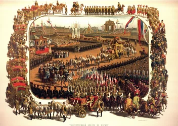 Album of the Coronation of Tsar Alexander III of Russia (1845-1894) and Empress Maria Feodorovna (Dagmar of Denmark) (1847-1928) - The Ceremonial Entry of Alexander III into Moscow (from the Coronation Album)