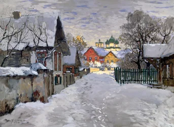 Winter night, a corner of Pskov