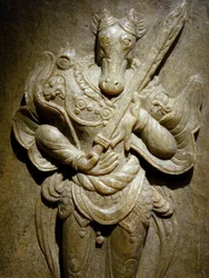 Grave ornament, zodiac horse in agalmatolite, 8th century, from the Northern and Southern Kingdoms period, Korea. Photograph, National Museum of Korea, Seoul, Republic of Korea