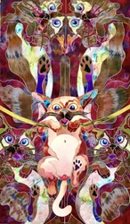 Playful Stained Glass Cat