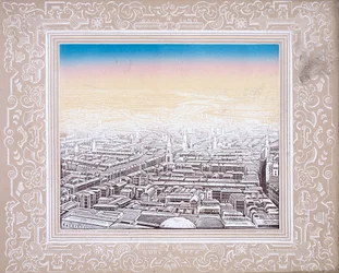 Aerial View of London Framed in a Decorative Border