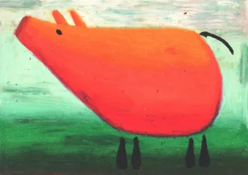 Abstract Red Pig