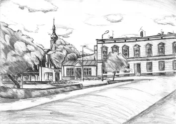 Charming Town Street Scene