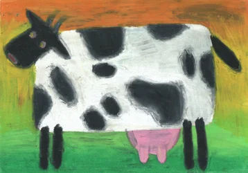 Colorful Cartoon Cow