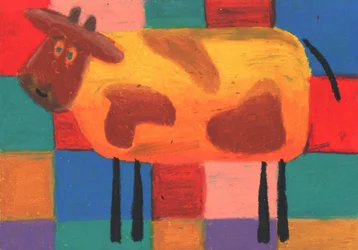 Colorful Whimsical Cow