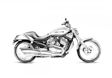 Detailed Motorcycle Drawing