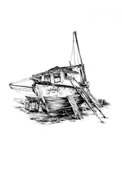Old Beached Fishing Boat