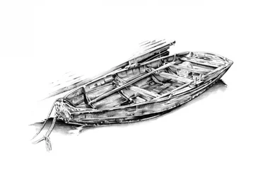 Old Wooden Boat Drawing