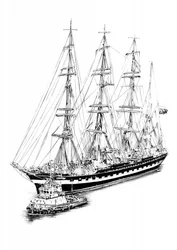 Tall Ship and Tugboat