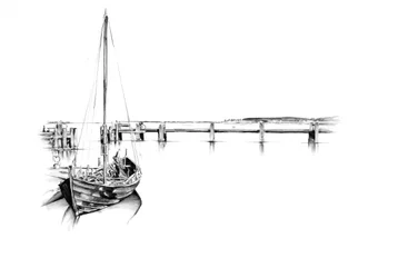 Tranquil Sailboat Drawing