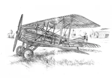 Vintage Biplane Drawing
