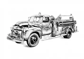 Vintage Fire Truck Drawing