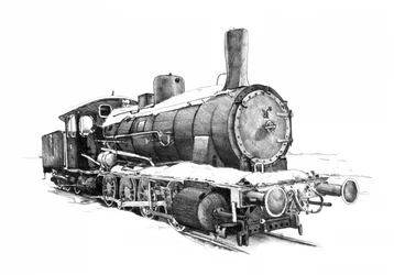 Vintage Locomotive in Snow