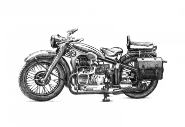 Vintage Motorcycle Drawing