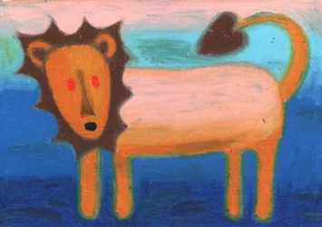 Whimsical Blue Lion