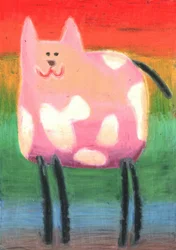 Whimsical Pink Cat