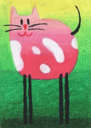 Whimsical Pink Cat