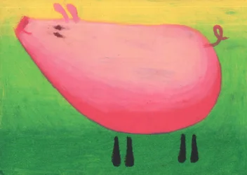 Whimsical Pink Pig