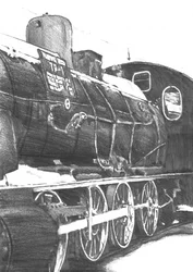 Winter Steam Train Drawing