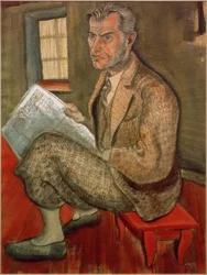 Richard Haberland with Newspaper