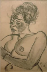 Female Half-Nude with Hair Bun
