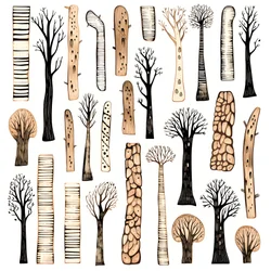 Tree Trunk Sections, Boho Clipart, Boho Drawing Pattern, Boho Trunk 2