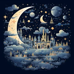 A Collection of Isolated Fantasy Illustrations of Sky Elements 3