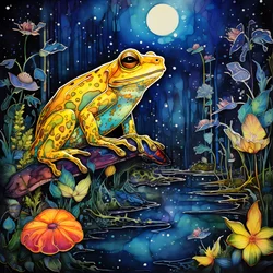 A Yellow Frog in the Forest, Moon, River 2