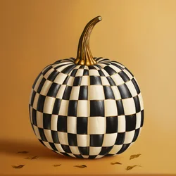 Gold White and Black, Pumpkin on Beige Background 1