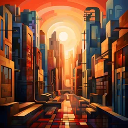 Cubist Style Urban Landscape Painting 1