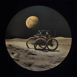 Moon Beetle, Moon Landscape with Craters 1