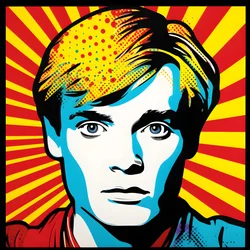 Pop Art Portrait, Half-Body, Colorful, Graphic, Morning, in the Style of Andy Warhol, Roy Lichtenstein, Robert Rauschenberg, Jasper Johns, Keith Haring 2