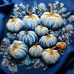 Embroidery Pumpkins in Blue Tones 1