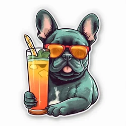 Sticker, Cool French Bulldogs Drinking a Cocktail 2