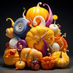 Colorful Pumpkins in 3D 3