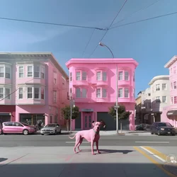 A Pink Dog in the Middle of San Francisco 2