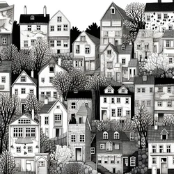 A black-and-white picture of the houses 2