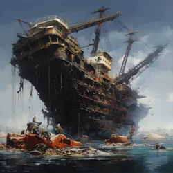 Large Wreck Being Lifted from the Sea by a Crane 3