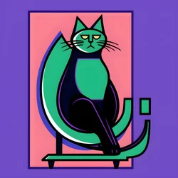 To Create a Striking Contrast, Silver Cat Sits in the Style of Modernist Clear Lines 1