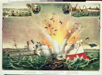 Destruction of the U.S. Battleship Maine in Havana Harbor, February 15th, 1898