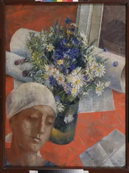 Flowers and Head of a Woman